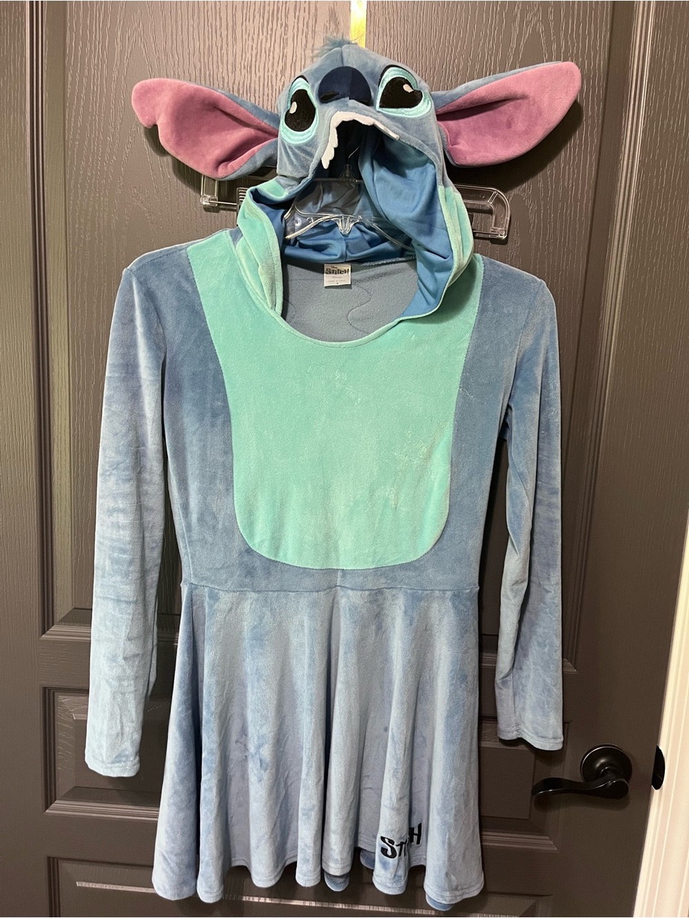 Disney Stitch Hooded Plush Dress in Light Blue & Teal